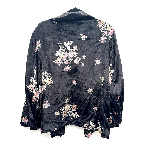 Y2K VTG XL Burnout black floral velvet woman jacket dark romantic whimsical - Picture 4 of 16
